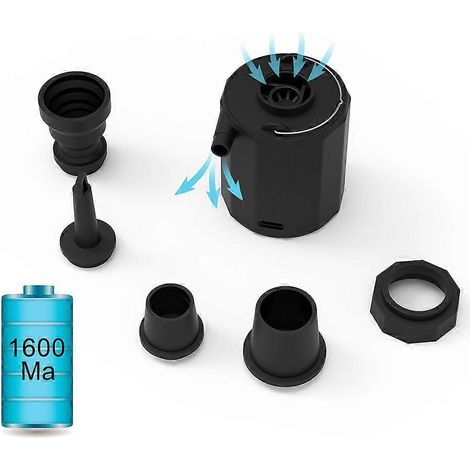 Mini pompe à air sans fil 1600 mAh, gonfleur électrique rechargeable ultraléger pour matelas gonflables, roues gonflables, piscine et bateau. (1/5)
