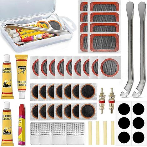 Kit de réparation de crevaison, 50 pièces, pour pneus de vélo (VTT et vélo de route). (1/5)