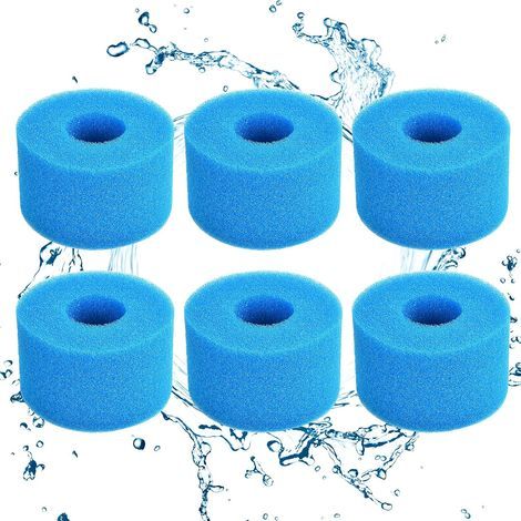 Éponge Filtrante Type S1, Cartouche de Filtre en Mousse, Mousse pour Filtre Piscine, Réutilisables et Lavables, Filtre en Mousse pour Spa, Piscine, Jacuzzi (6, Bleu) (1/5)