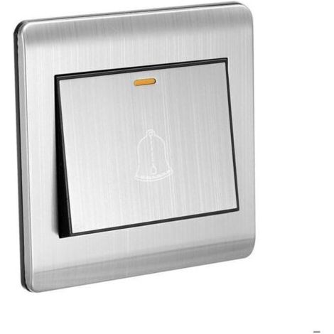 Interrupteur de sonnette de porte AC 250V 16A 86mm x 86mm Panneau inox Bouton-poussoir carré réinitialisable mural (1/4)