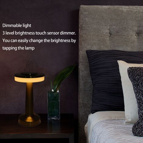 Lampe de bureau vintage rechargeable USB avec lumière tricolore tactile pour intérieur industriel (1/5)