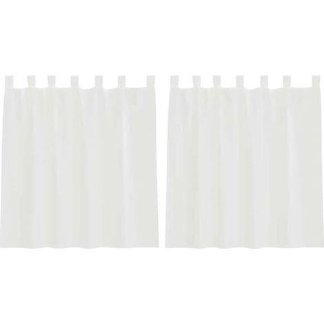 Voilage - 140 x 140 cm - Blanc - Polyester 100 % - Pour Fenêtre Intérieure - 2 Pièces (1/5)