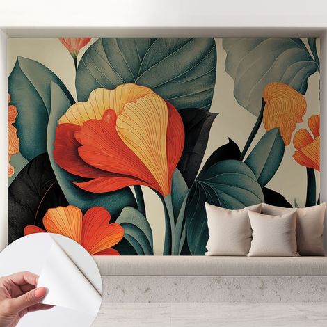 Carta da parati adesiva - lavabile - decorazione murale - per cucina - pellicola decorativa Fiori colorati 208x146 cm (1/5)