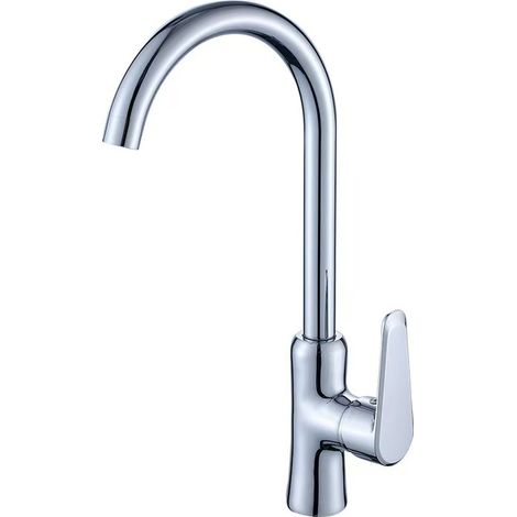 Wholesale copper kitchen sink faucet with large bend, hot and cold water, omnidirectional rotating design - Porsche style