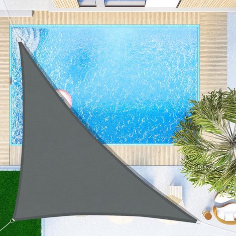 Vela de sombra triangular de 3 x 3 x 4,3 m, impermeable, con protección UV para patio, jardín, terraza, exterior y balcón, color gris antracita. (1/4)
