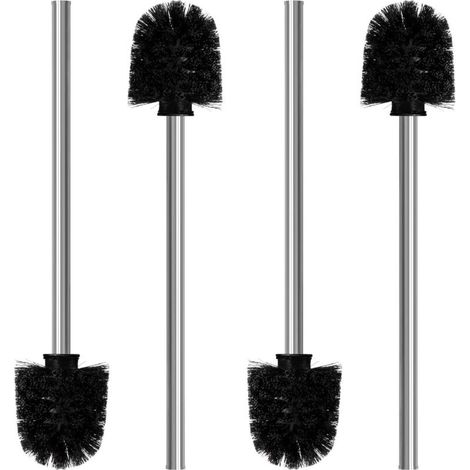Jeu de 4 Brosses à Toilettes - Brosse à chiotes de 8 cm de diamètre - Balai de Nettoyage pour WC avec Manche en Acier Inoxydable - Balayette WC au Design élégant et Classe