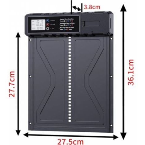 Porte automatique en aluminium pour poulailler – Écran LCD programmable – Résistante aux intempéries – Dispositif de sécurité intégré avec capteur d'obstacles (1/3)