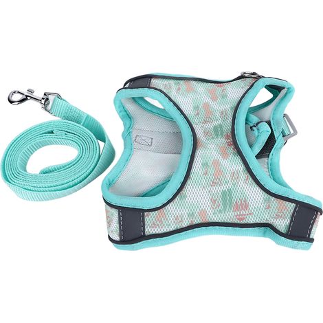 GARRYFIZH Harnais laisse pour chien/chat - Réfléchissant vert taille S, ajustable et respirant - Sécurité