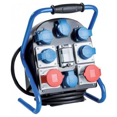 As - Schwabe – Bloc répartiteur électrique portatif CEE 400V – 6 prises de sécurité 230V – 2 prises CEE 400V – Fusible FI 40A – Résistant aux éclaboussures