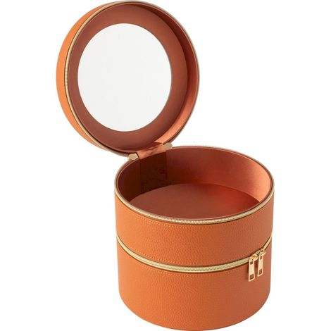 Boîte cosmétique ronde cognac avec miroir - cognac (1/5)