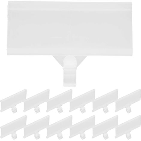 20 porte-étiquettes de prix pour étagères métalliques, porte-étiquettes à clipser pour bacs de rangement-7.5x7CM-Transparent (1/4)