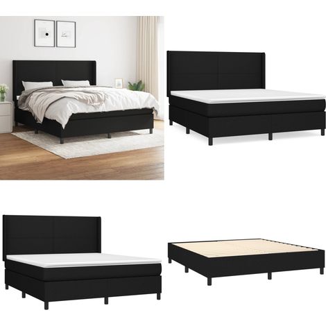 Boxspringbett mit Matratze Schwarz 180x200 cm Stoff - Boxspringbett - Doppelbett - Schlafraum - Bettenrahmen - Massivholzbette - Home & Living (1/5)