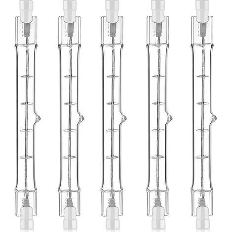 5 Stück 200-W-R7S-Halogenlampen, 118 mm, 220–240 V, 3100 lm, warmweißes Licht, dimmbar, Halogen-Stielleuchte, Außen- und Innenbeleuchtung für Gebäude, Landschaftsbeleuchtung, Sicherheitsbeleuchtung, B