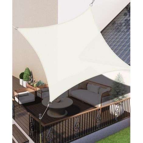 Sonnensegel wasserdicht UV Schutz rechteckig Terrasse 2x2m Cremeweiß (1/5)