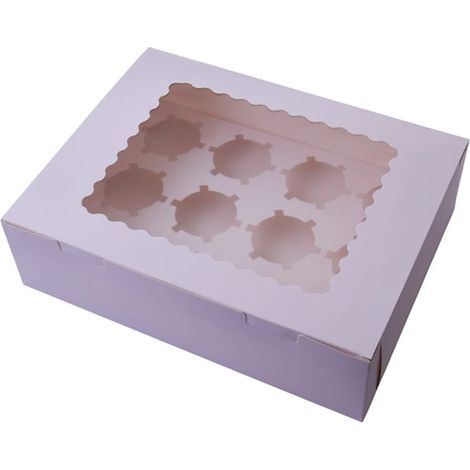 Schachtel für 12 Muffins, 32,5 x 25 x 9 cm, mit Sichtfenster und 10 Einlagen (1/3)