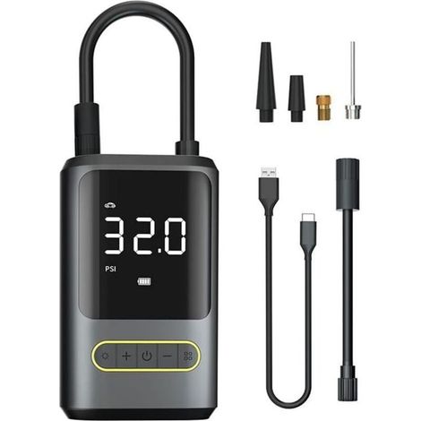 Compresseur à Air Portatif, Gonfleur Pneus Voiture Sans Fil, 3X Plus Vite, 35PSI 2000mAh Pompe a Velo Electrique avec Lumière LED, Mini Gonfleur Electrique Compresseur pour Voiture, Moto, Vélo, Balle (1/4)