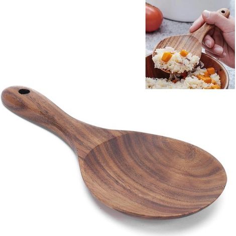 Reislöffel aus Holz, Reislöffelpaddel aus Holz, Servierlöffel aus Holz, Reisschaufel (1/5)