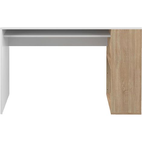 Bureau 114x50x75,5 cm blanc et chêne (1/4)