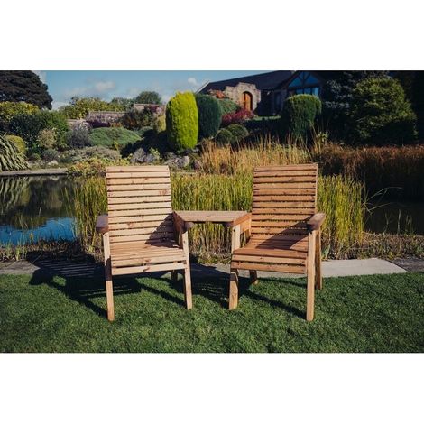 Valley Love Seat Angled - Timber - L100 x W163 x H95 cm - Flat Pack - Partially Assembled - Set of Waterproof Cushions Included