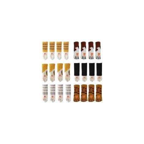 Set di 24 coprisedie con simpatico design a zampa di gatto, 6 modelli per diversi tipi di mobili, antigraffio, fonoassorbenti, coprigambe per sedie, protezioni per gambe di tavoli, protezioni per pavi (1/4)