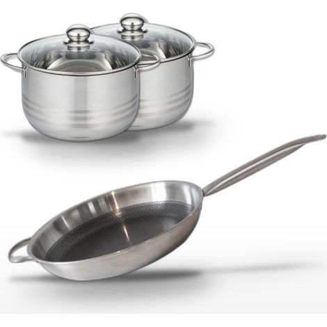 Lot Poêle 32cm et 2 Faitouts 20/24cm Elo Relief Solution (1/5)
