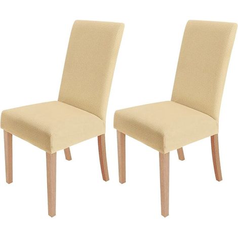 MINKUROW Stretch-Stuhlhussen, 2er-Set, abnehmbar und waschbar, Esszimmerstuhlhussen, moderner elastischer Stuhlschutz, Dekoration für Büro, Bankett, Hochzeit, Party (Creme)