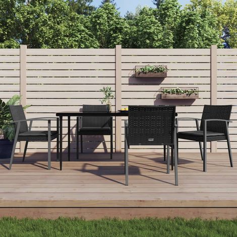 Ensemble à manger de jardin 5 pcs-Salon de jardin coussins résine tressée acier 581988 (1/5)