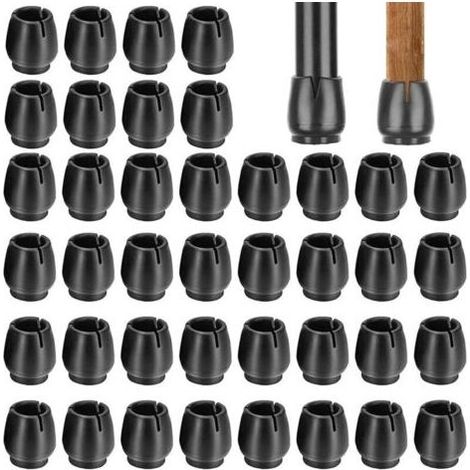 40 pièces de pieds en caoutchouc antidérapants pour tables et chaises, embouts pour pieds de meubles ronds (12-16 mm)