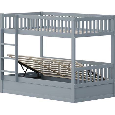 Letto a castello per bambini 90 x 200 cm in legno con contenitore idraulico Grigio (1/5)