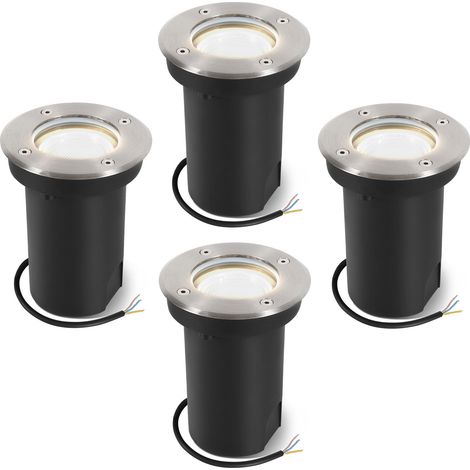 SWANEW 4x 3W Luci sotterranee Orientabile lampada LED Bianco neutro - Alloggiamento argento, sotterranea per giardino, illuminazione esterna (1/5)