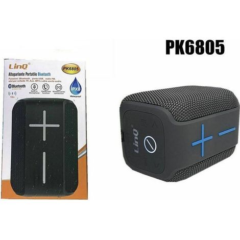 TRADE SHOP - Speaker Cassa Bluetooth Portatile Impermeabile Usb Radio Fm Tf Linq Pk6805 -