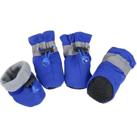 4-piece set of waterproof winter shoes for dogs, non-slip rain and snow boots, thick and warm shoes for small cats, puppies and dogs, socks and slippers--DTEKGAZ