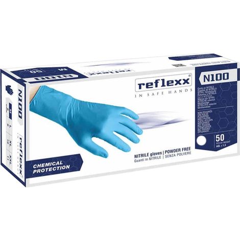 Guantes desechables de nitrilo Reflexx N100 para protección química