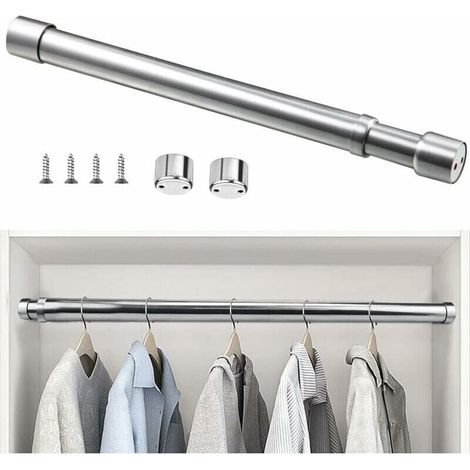 royaluxe -Barre de Penderie Extensible en Acier Inoxydable 51cm à 80cm Tringle à Rideaux Télescopique Ajustable Tube de Penderie Extensible Anticorrosion pour Penderie Salle de Bains Cuisine Chambre, (1/5)