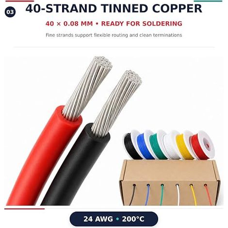 Wire Electric Wire Soft Silicone Wire 24 AWG Resistance Connection Wire 300V (1/4)