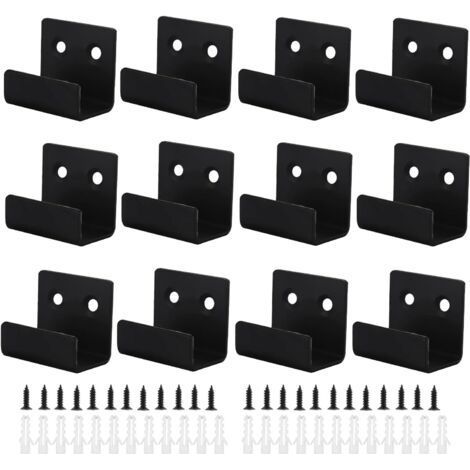 Crochet Mural Robuste 12Pcs Support Mural Miroir de Fixation Crochets Muraux Crochet Mural a Visser avec Vis pour Bain Cuisine Garage(Noir, Largeur Intérieure de 21mm)