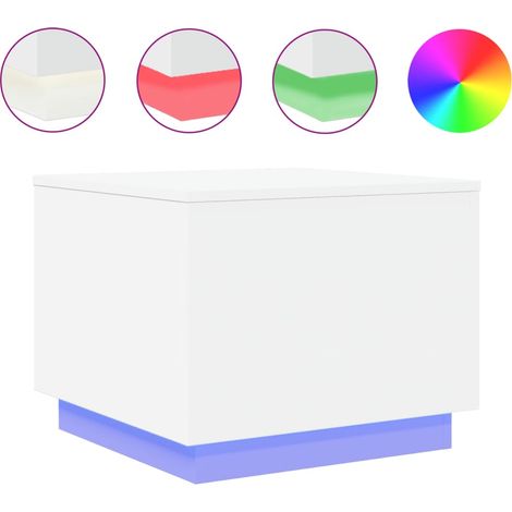 Maison Exclusive - Couchtisch mit LED-Leuchten Weiß 50x50x40 cm