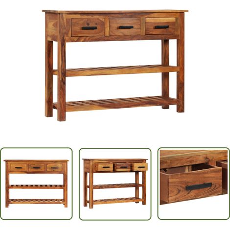 The Living Store Sideboard mit 3 Schubladen 110x30x80 cm Massivholz Akazie - Holz Sideboard - Akasienholzmöbel - Vintage Stil - Wohnzimmerschränke - Regal (1/5)