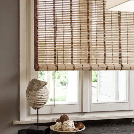 VERDELOOK Egitto Tapparella in bambù con Bordo in Cotone 120 X 250 cm Marrone NOCE (1/2)