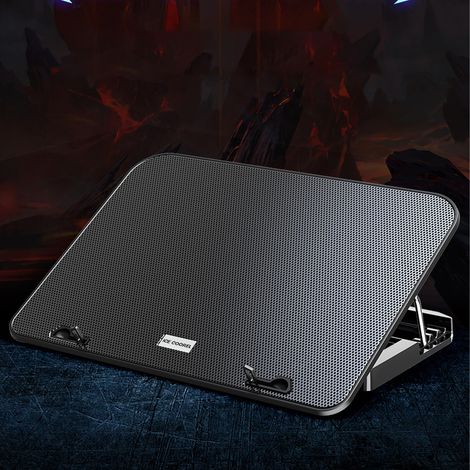 Laptopständer mit Kühlpad, 6 Hochgeschwindigkeitslüftern, schneller Wärmeableitung, rutschfest, stabil, schwarze Kühlstation (1/5)