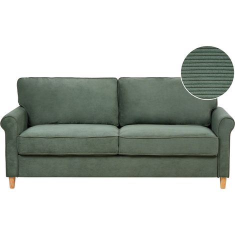Sofá 3 plazas tapicería de pana asiento con muelles ensacados verde oscuro Ronneby (1/5)
