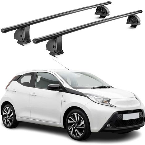 OMAC Stahl Dachträger Querträger Toyota Aygo X 2022-2026 – TÜV / DIN 75302:2019 – Abschließbar – Max. 75 kg – 2 Stangen – Schwarz (1/5)