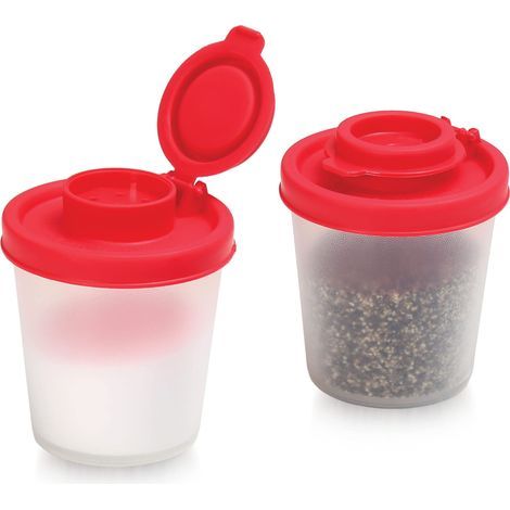 Salière et poivrière en plastique transparent - Kit de voyage portable pour sel, poivre et épices - (Lot de 2) (1/5)