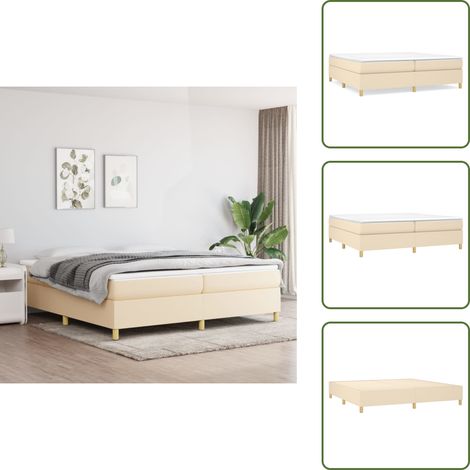 Sommier à lattes de lit avec matelas Crème 200x200 cm Tissu - Lit Double - Lit Tapissier - Literie - Matelas À Ressorts Ensachés - Meubles Chambre À Coucher (1/5)