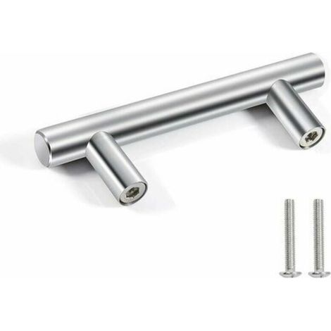 10 Poignées de Porte en Acier Inoxydable - Poignées pour Meubles, Placards avec Vis - Argent, Entraxe de 64mm (1/5)