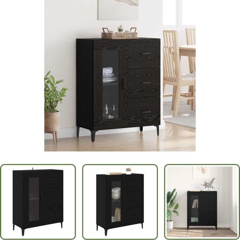Buffet moderne - Buffet Chêne noir 69,5 x 34 x 90 cm Bois d'ingénierie et fer (1/5)