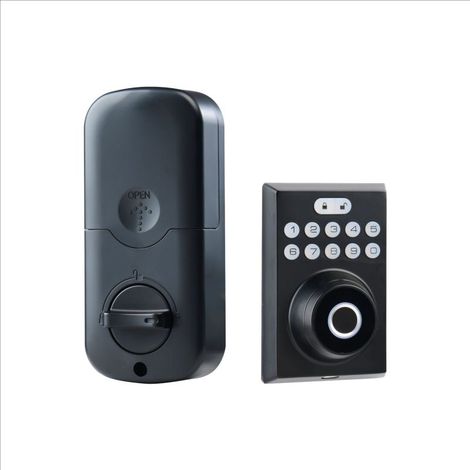 Serrure à combinaison Smart Deadlock, interverrouillage intelligent, serrure de coffre-fort et de porte, serrure électronique BLE avec clavier, panneau carré noir, empreinte digitale + mot de passe + (1/5)