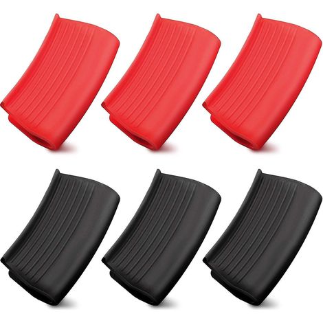 3 Paires (rouge, Noir)support De Poigne De Pot En Silicone Manches De Poigne De Pot En Silicone Poigne De Pot Isole Thermiquement Couvercles De Po (1/5)