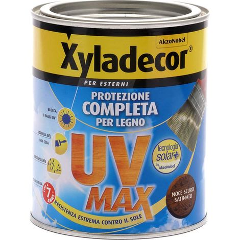 Xyladecor SMALTO LEGNO ESTERNI UV MAX Protezione Completa da sole e agenti atmosferici Idrorepellente colore NOCE SCURO 750ML, 750 ML (1/8)