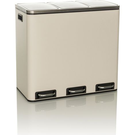 Collecteur de déchets / système de tri des déchets Clean 9 - 54L (3x18L) acier beige hjh OFFICE (1/5)